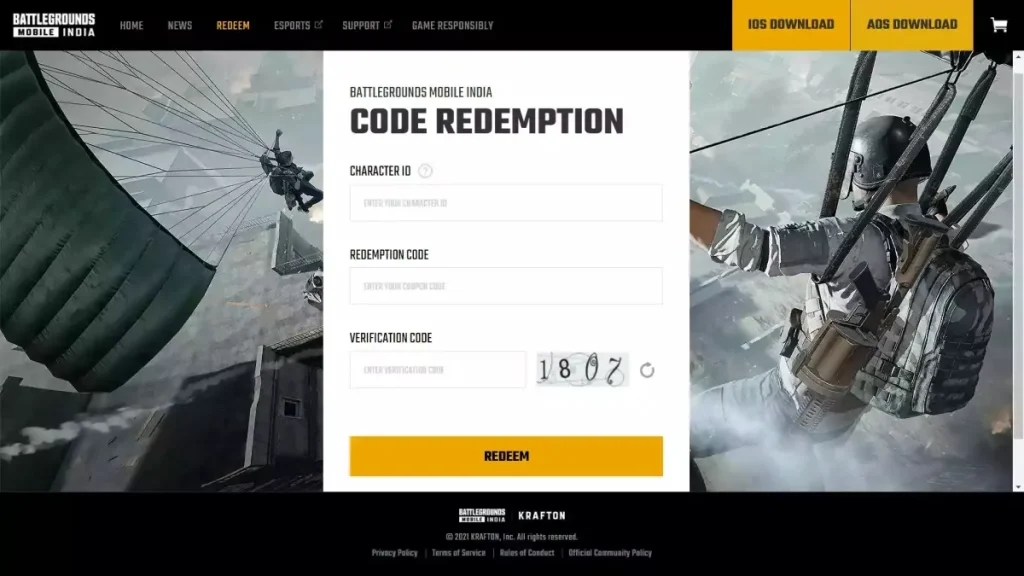 BGMI Redeem Code Today